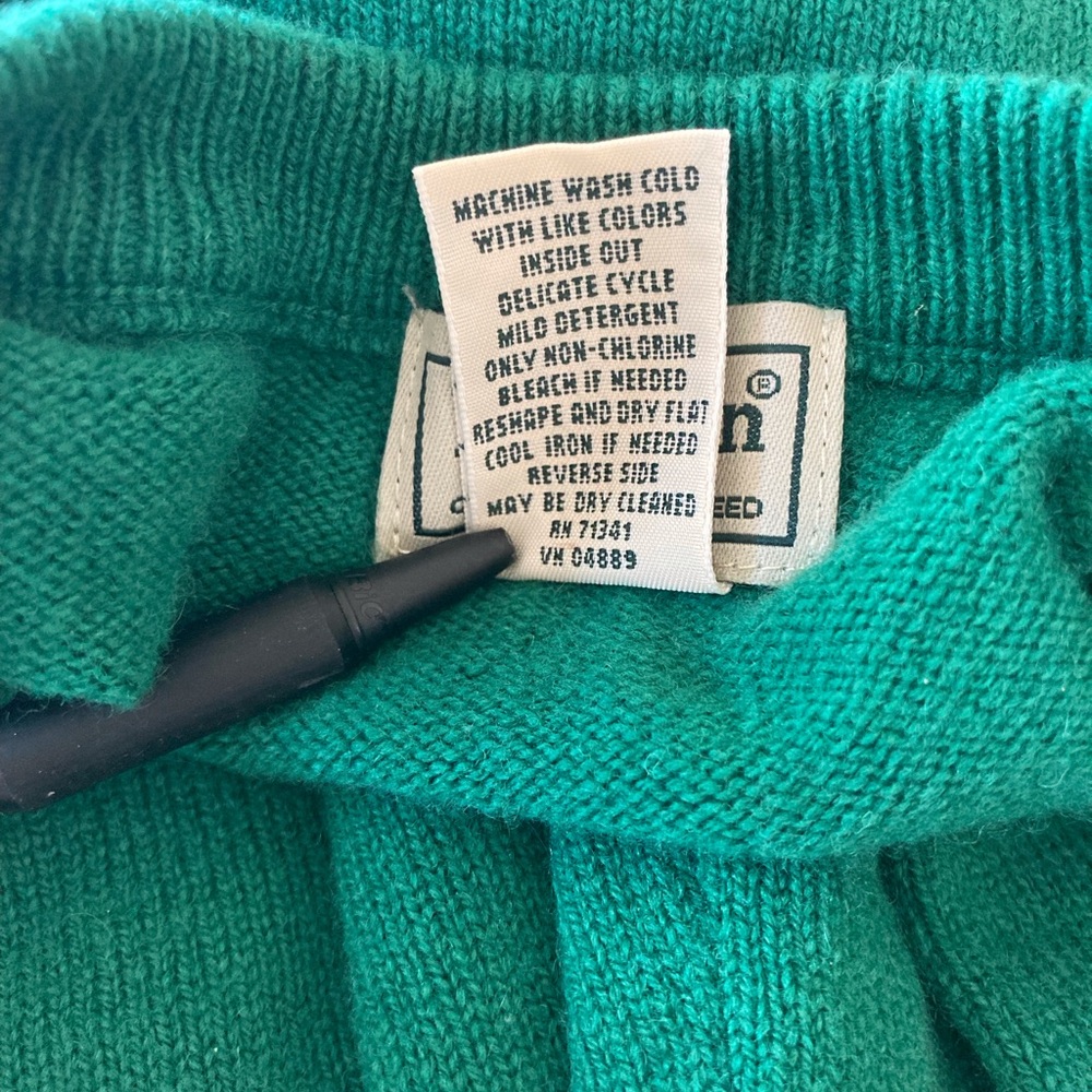 L.L.Bean Kelly Green 100% Lambswool Crewneck Men’s Sweater XXL Tall EUC Y2K Era - Picture 4 of 9